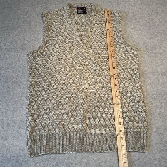Robert Bruce Wool Vest Mens Small Gray Sleeveless Jumper Sweater Vneck - Picture 4 of 11